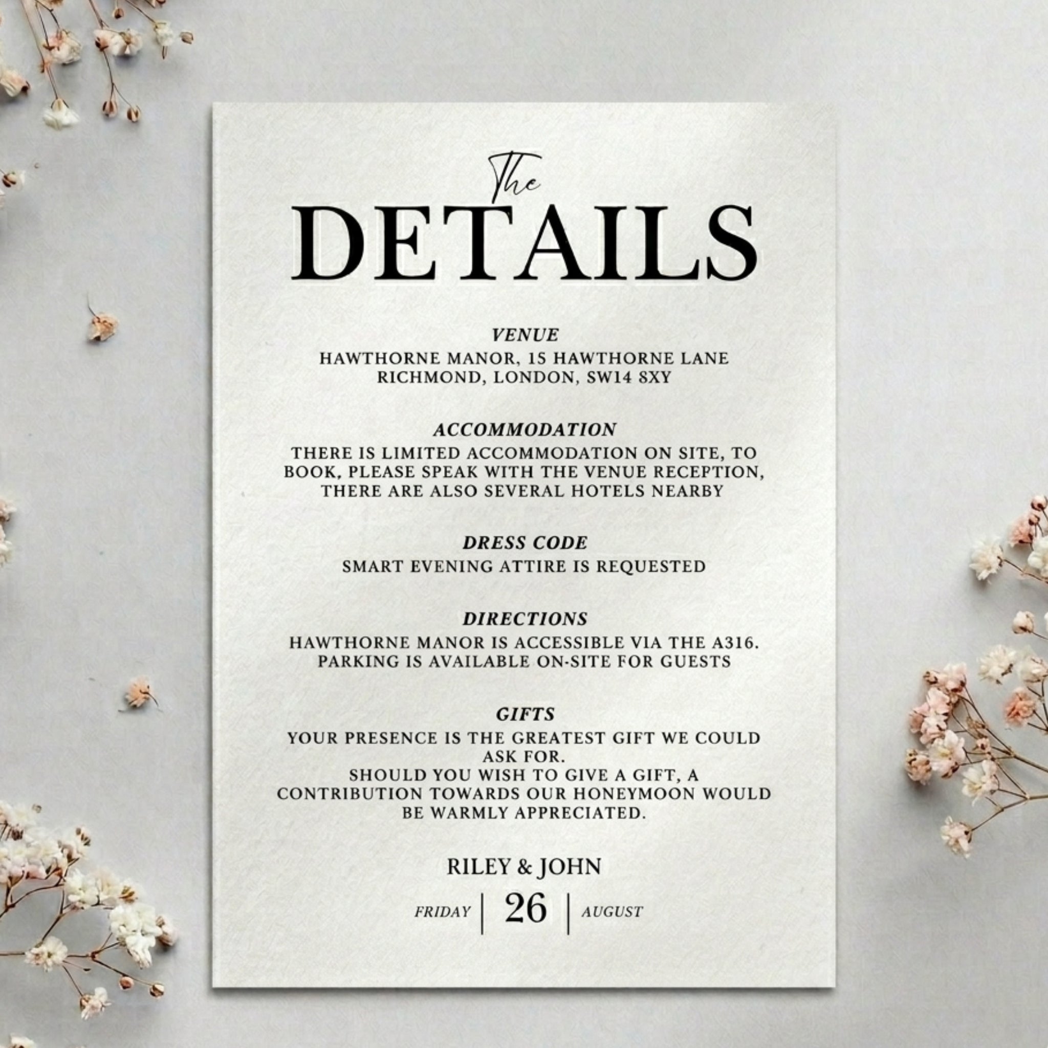 The Riley Details Card