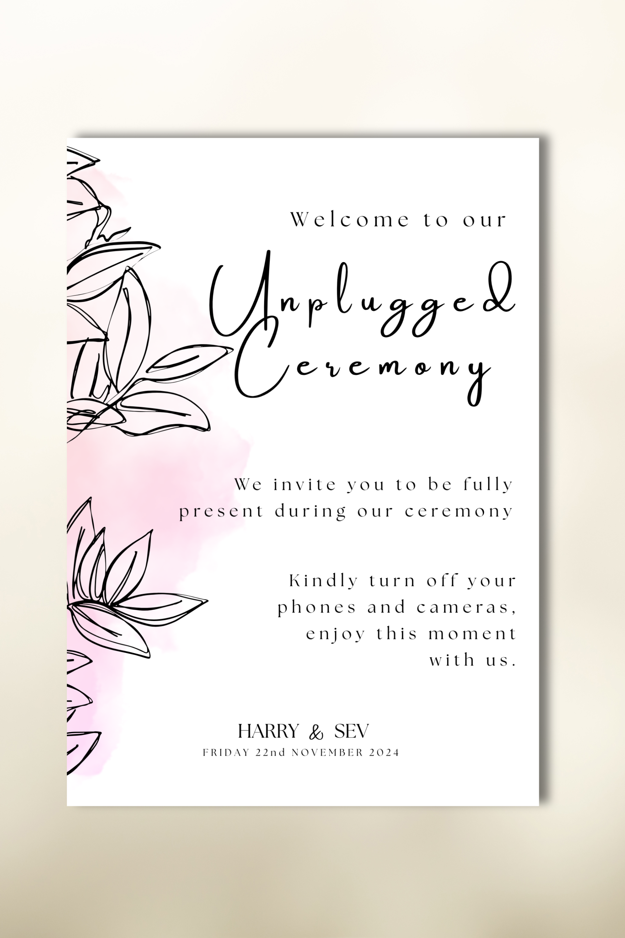 The Amara Unplugged Ceremony Sign
