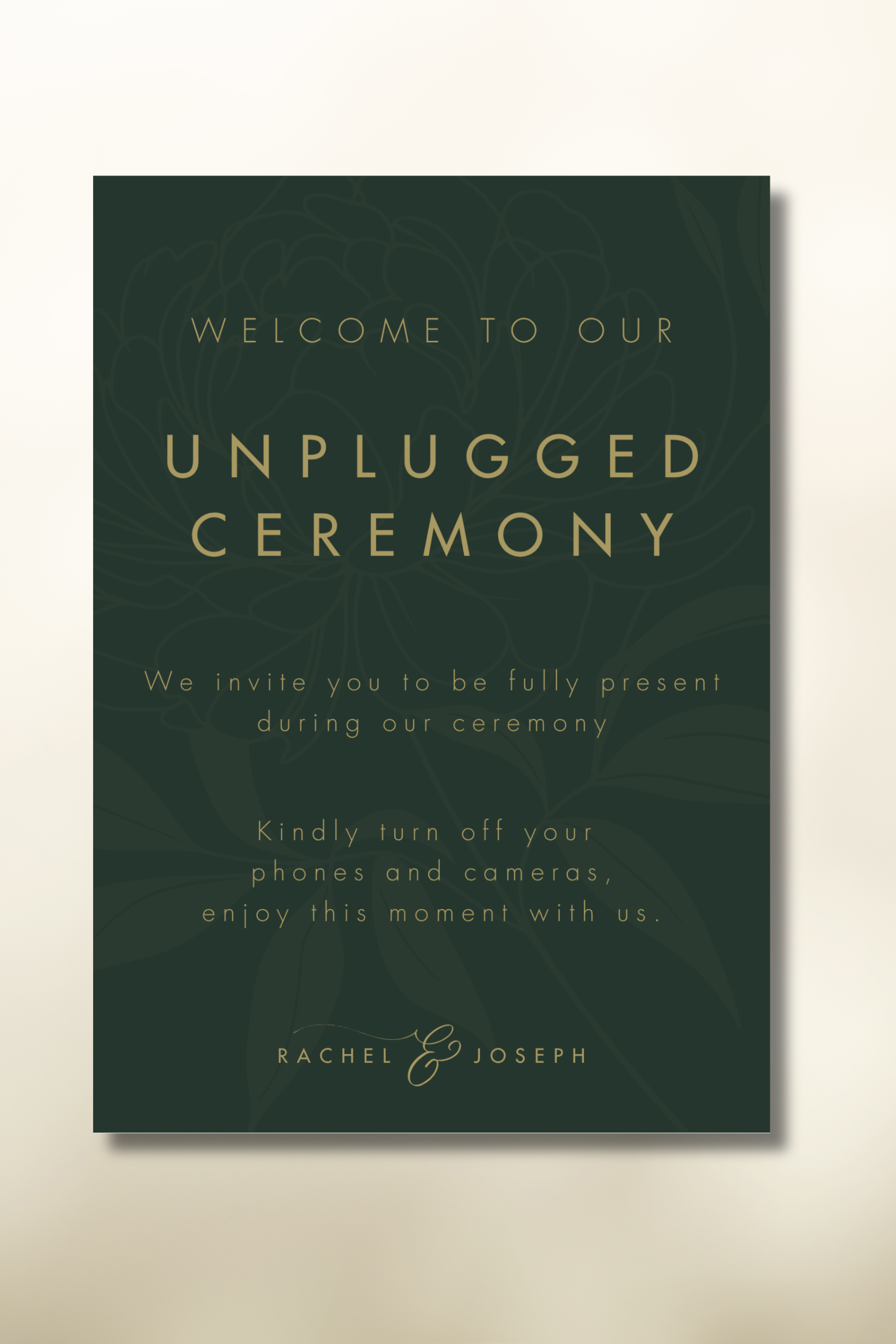 The Caramel Unplugged Ceremony Sign