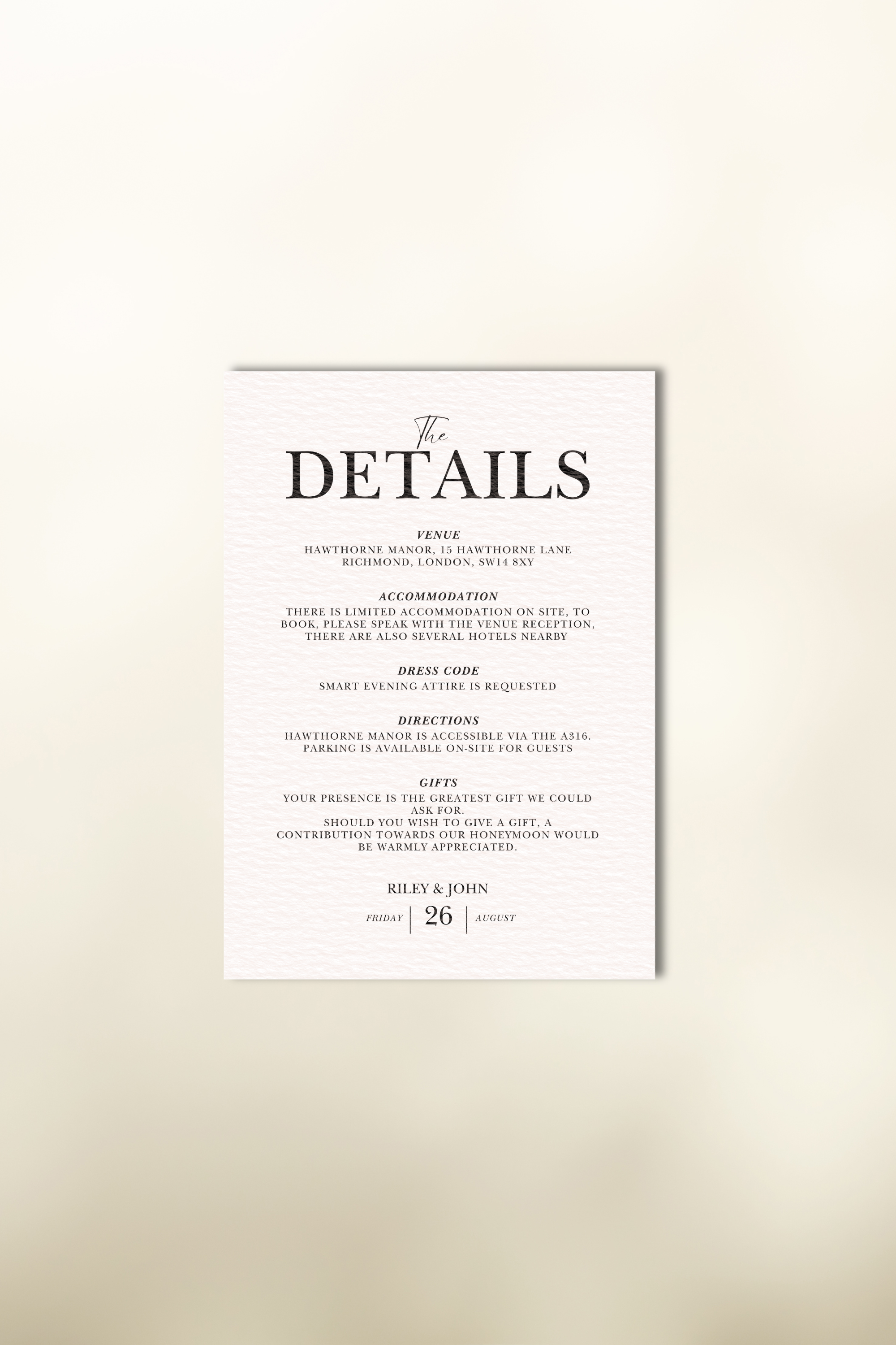 The Riley Details Card