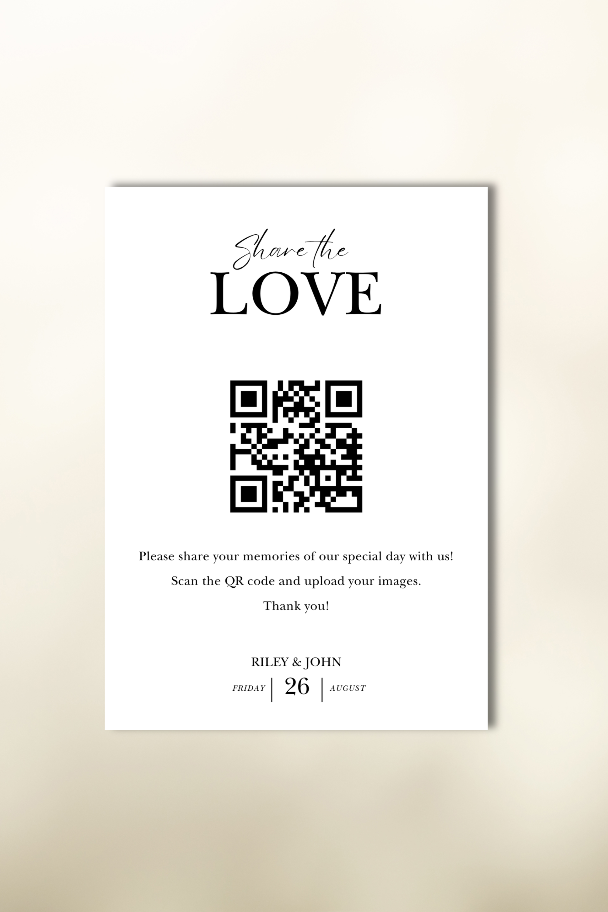 The Riley QR Code Photo Sign