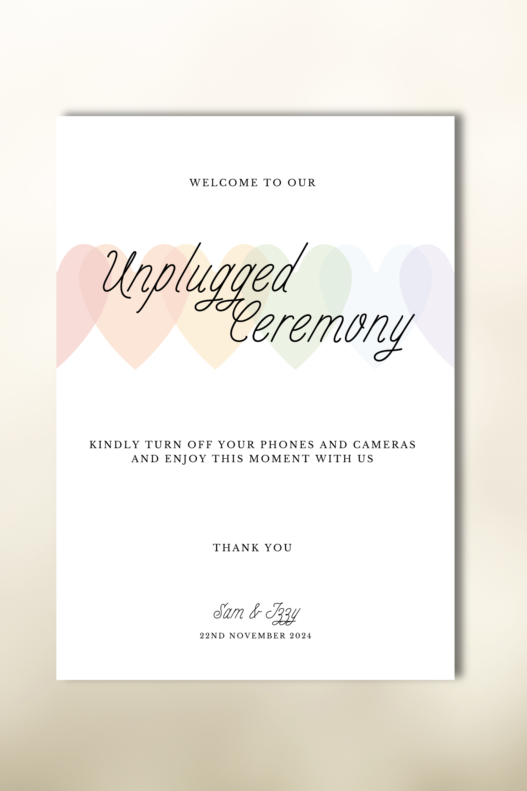The Solace Unplugged Ceremony Sign