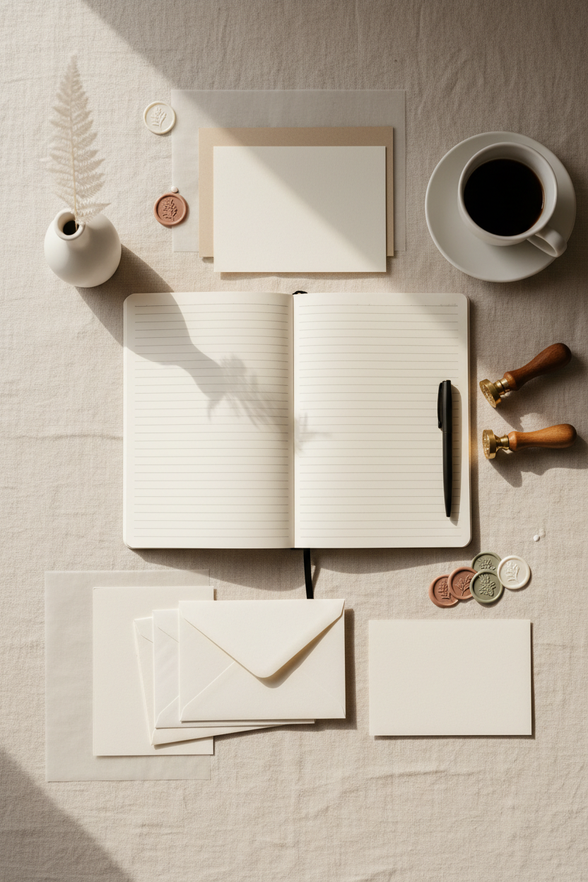 Empty Consultation Table Flat Lay